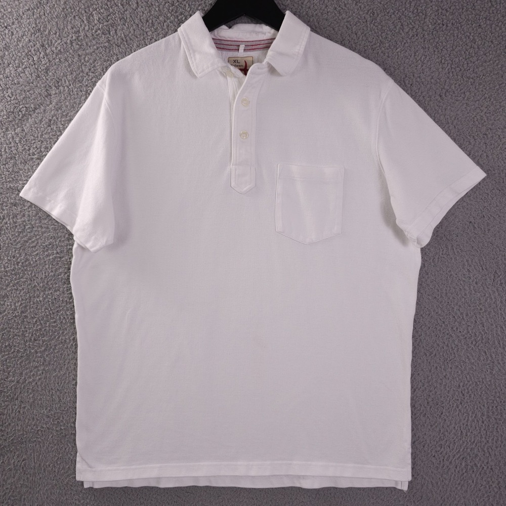 Relwen Polo Shirt Mens XL White Pique Knit Cotton Casual Golf Preppy Outdoors